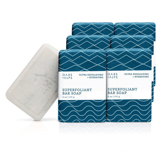 Oars + Alps Superfoliant Exfoliating Men's Bar Soap, Dermatologist Tested and Made with Clean Ingredients, Travel Size, 6 Pack, 6 Oz Each-FemmiqueWomen