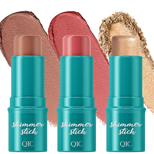 3Pcs Cream Contour Sticks Kit, Face Contouring Pen with Highlighter Stick, Blush Stick and Bronzer Contour Stick for Sculpt the Face, Create a Long Lasting, Matte or Dewy Finish (06)-FemmiqueWomen