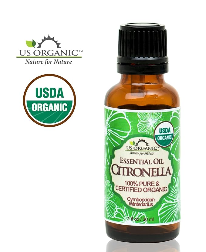 US Organic Citronella Essential Oil, USDA Certified, 100% Pure, 30 ml, Improved caps and droppers – Used for Skin Care, DIY Projects Like Candle Making and Much More-FemmiqueWomen