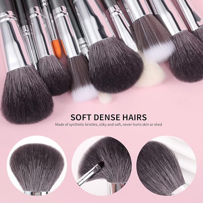 Docolor Professional Makeup Brush Set 29Pcs Makeup Brushes Valentines Day Gifts Premium Goat Synthetic Fiber Foundation Face Powder Blush Concealer Eyeshadows Make Up Brushes with PU Leather Case-FemmiqueWomen