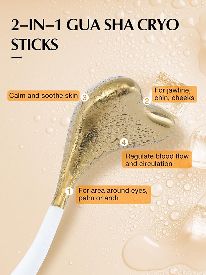 2-in-1 Gua Sha Cryo Sticks, Facial Skin Care Tools for Women Facial Massager, Unbreakable Stainless Steel Esthetician Supplies, Cooling Ice Globes Roller with Carry Case-FemmiqueWomen