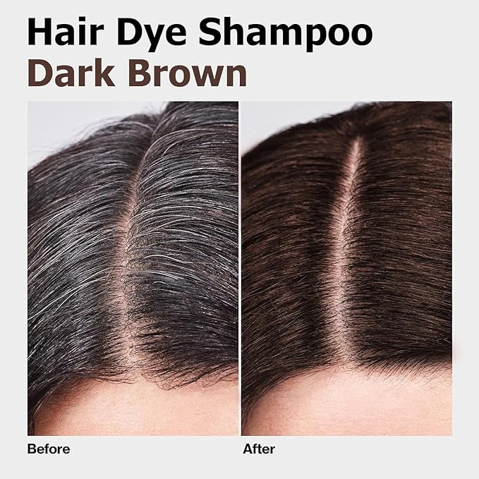 Dark Brown Hair Dye Shampoo 3 in 1 for Gray Hair, Long-lasting & Natual Hair Color Shampoo, Herbal Ingredients Natural Shampoo Hair Dye Effect in Minutes, Gifts for Men Women 500ml-FemmiqueWomen
