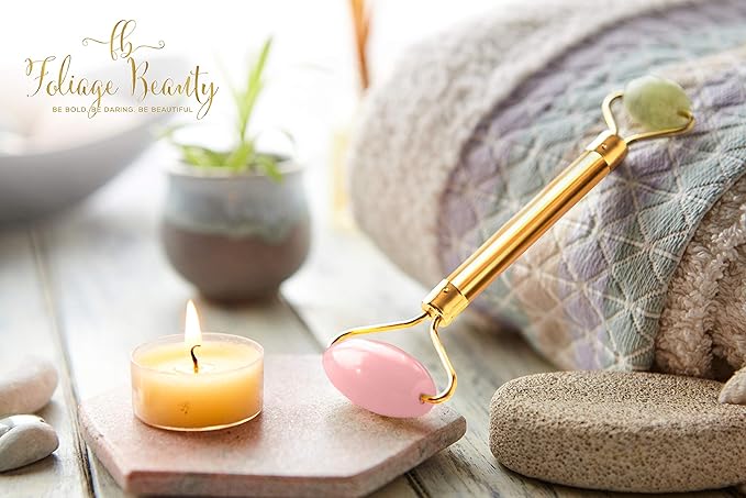 Jade Rose Quartz Roller Kit with 3 Changeable Heads | Face Facial Roller-FemmiqueWomen