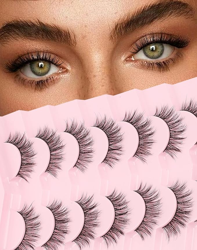 Lashes Natural Wispy Look Flared False Eyelashes Soft Strip Lash Fluffy Eyelash 7 Pairs D79-FemmiqueWomen