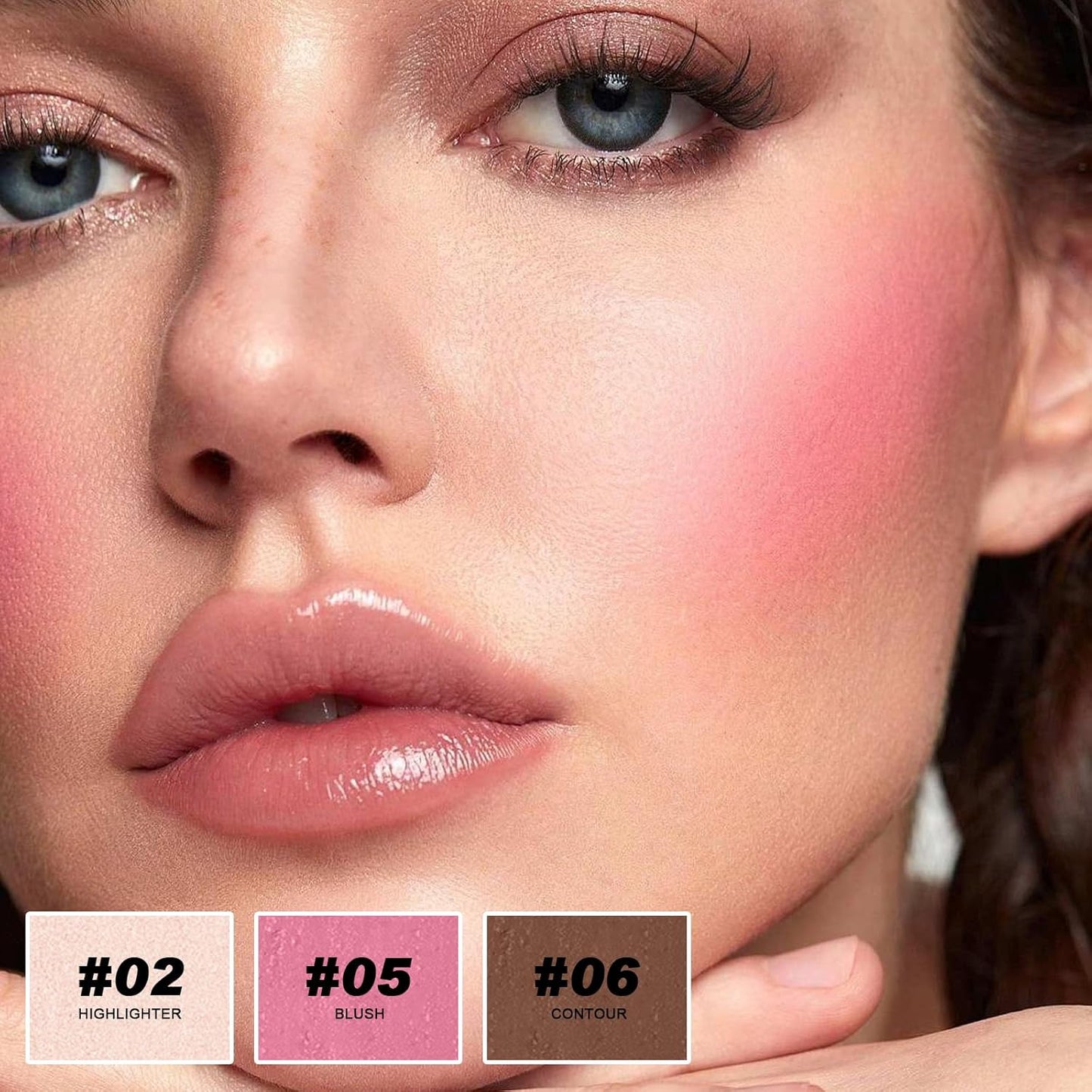 3 Colors Cream Contour Stick, Shades with Highlighter Stick,Blush Stick and Bronzer Contour Stick for Sculpt the Cheeks,Long Lasting,Waterproof,Matte & Dewy Finish for Women (LIGHT MEDIUM(2+5+6))-FemmiqueWomen