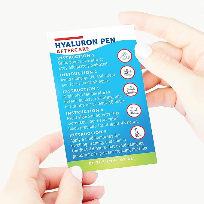 100 Pack - Premium Hyaluron Pen Lip Filler Aftercare Instructions Card 2 x 3.5" Accessories Supplies Kit Care - HP12A100_N-FemmiqueWomen