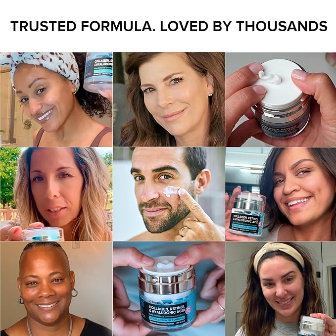 SimplyVital Collagen Face Moisturizer - Anti-Aging Retinol Cream for Face, Neck & Décolleté with Hyaluronic Acid - Made in USA, Daily Moisturizer Face Cream, 2-Pack-FemmiqueWomen