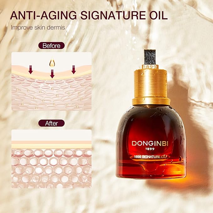 Donginbi 1899 Signature Oil - Skin Barrier Repair & Firming Face Oil for Women, Jojoba Seed Oil & Sweet Almond Oil for Sensitive Skin, Korean Red Ginseng Skin Care, 0.52 floz / 15ml-FemmiqueWomen