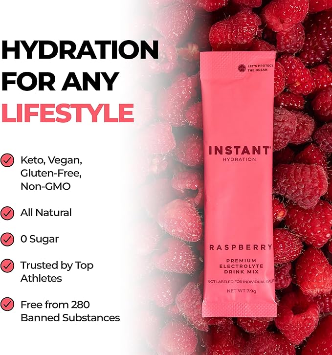 Instant Hydration Electrolytes Powder Packets - Raspberry Electrolyte Drink Mix - Zero Sugar - Keto, Vegan, Gluten-Free, Non-GMO - Boost Recovery, Brain Health, Muscle & Tissue Support- 30 Sticks-FemmiqueWomen