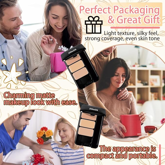 3 Colors Corrector Palette,Moisturizing Long Lasting Waterproof Cream Contour Makeup Palette,Color Correcting Concealer,Natural Flawless Full Coverage Liquid Foundation Set with Makeup Brushes-FemmiqueWomen