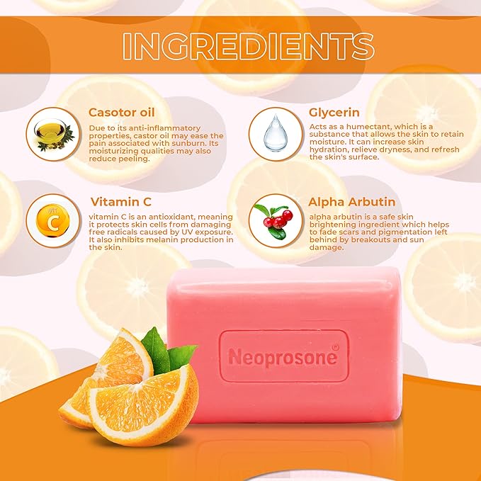 Neoprosone, Skin Brightening Soap | 7oz / 200g | Exfoliating, Cleansing Bar, Helps to Reduce Spots on: Knees, Elbows, Face, Private Areas | For Women and Men, with Vitamin C and Castor Oil-FemmiqueWomen