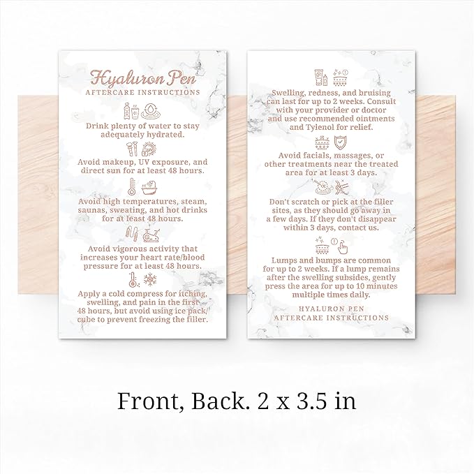 100 Pack - Premium Hyaluron Pen Lip Filler Aftercare Instructions Card 2 x 3.5" Accessories Supplies Kit Care - HP21A100_N-FemmiqueWomen