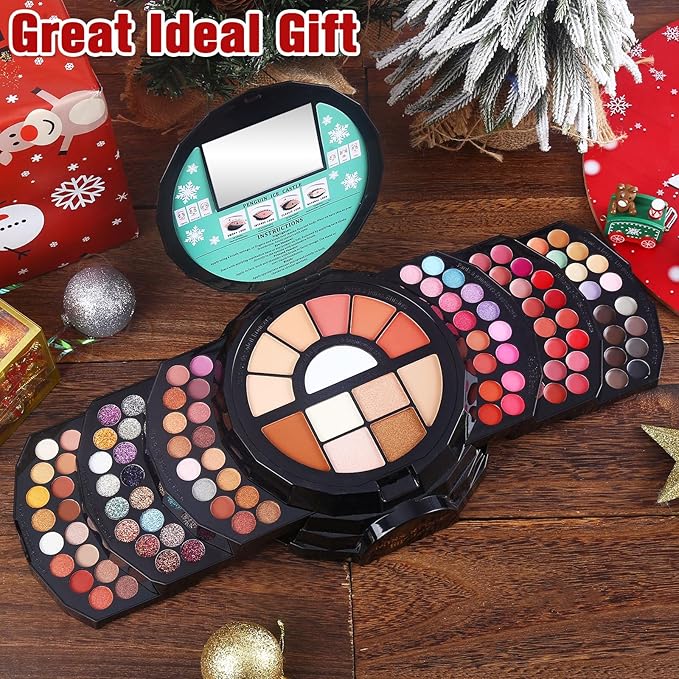 109 Colors Makeup Kit for Women Girl Full Kit Gift Set with Mirror All in One Make up Palette Included Eyeshadow Glitter Lipstick Concealer Eyeliner Eyebrow Highlighter Contour Blusher Compact PowderN-FemmiqueWomen