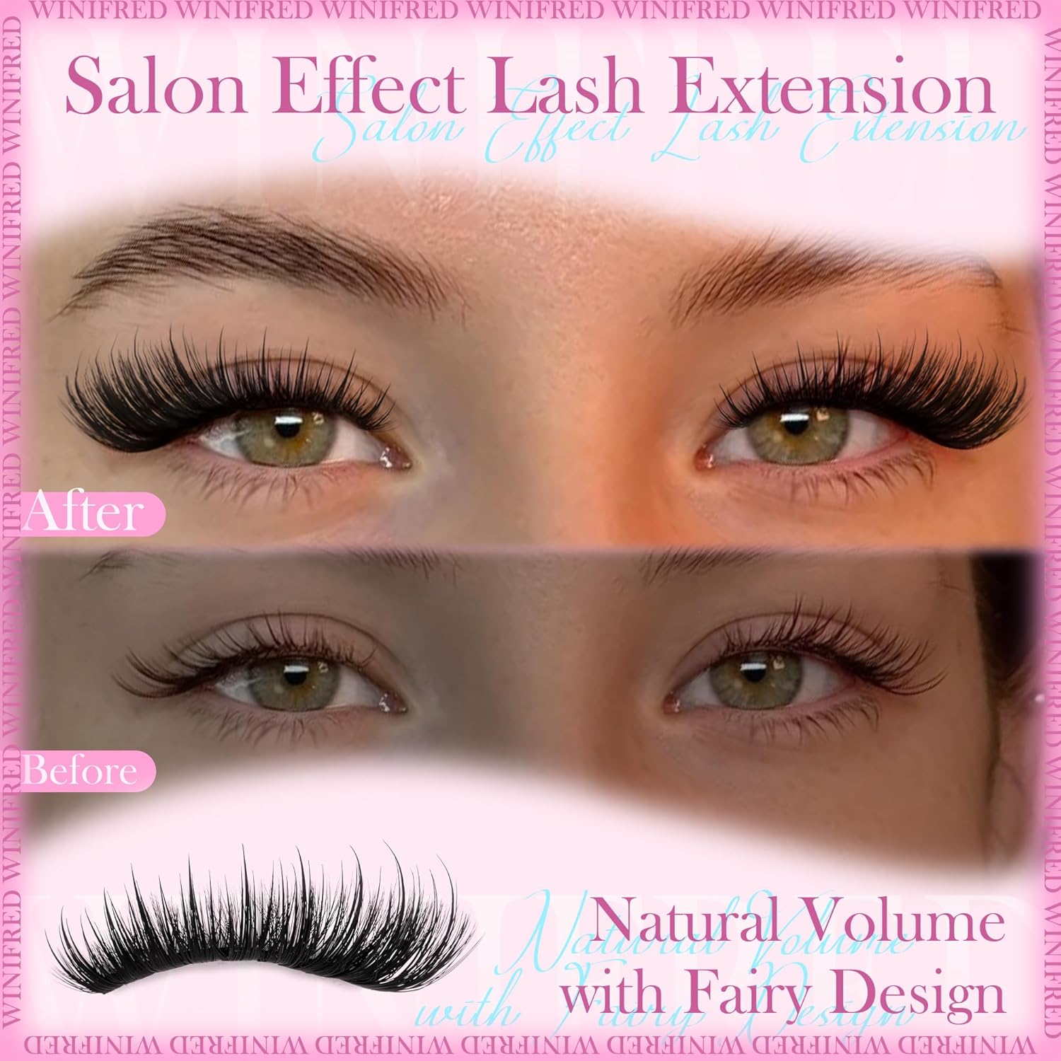 Winifred Lash Clusters Kit Fairy Eyelash Clusters with Spikes Wispy Lash Extension Kit Natural Cluster Eyelash Extensions C Curly Anime Individual Lashes Kit Lash Bond and Seal Tweezers (12-20mm)-FemmiqueWomen