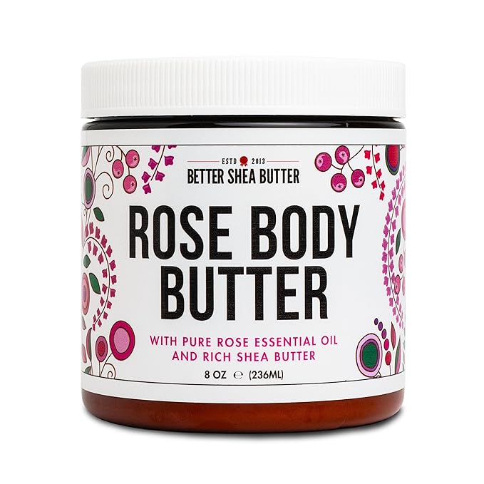 Rose Body Butter for Dry Skin with Whipped Shea Butter and Pure Essential Oil | Ultra Hydrating Rose Lotion for Women | All Natural Moisturizer with No Synthetic Fragrances-FemmiqueWomen