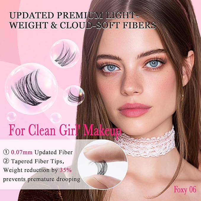 Nova Lash Clusters Kit - 360 pcs Lash Clusters Natural Look Invisible Band Eyelash Clusters Lash Extension Kit with Bond and Seal 0.07D D Curl WideSpan Cluster Eyelash Extension Kit 8-16mm DIY at Home-FemmiqueWomen