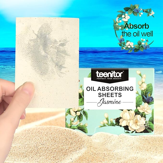 Teenitor Oil Blotting Papers for Face, 100 Sheets Jasmine Oil Blotting Sheets for Oily Skin, Oil Control Film Oil Absorbing Sheets for Face Men Women, Oil Absorbent Pads-FemmiqueWomen