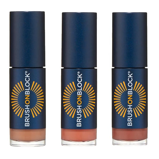 Brush On Block Sun Shine Protective Lip Oil 3 Color Variety Pack, Broad Protection Hydrating SPF 30 Mineral Sunscreen, Nude Tint, Coral, and Fig-FemmiqueWomen