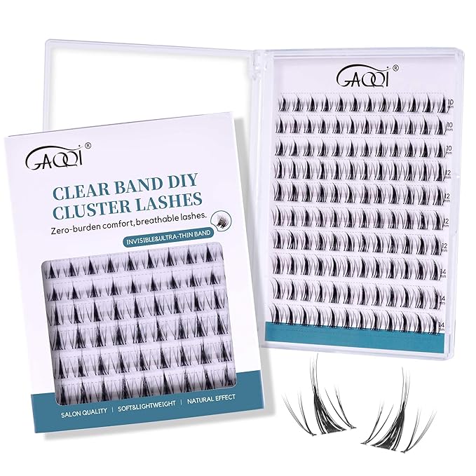GAQQI Lash Clusters Manga Eyelash Clusters 10-14mm Wet Look Spiky Cluster Lashes 120PCS, Cluster Eyelash Extensions C Curl, Invisible Band Ultra-thin & Soft Clear Band False Lashes (HEROINE)-FemmiqueWomen