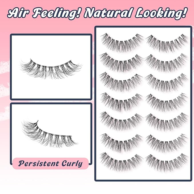 Wispy Lashes Natural Look False Eyelashes 13MM Eye Lash Pack 3D Volume Fake Eyelashes 7 Pair Siligli-FemmiqueWomen