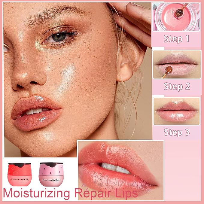 2 PCS Bee Lip Balm Honey Pot, Bee Lip Balm Sleeping Lip Mask Overnight with Sticks, Honey Pot Lip Balm Hydrating Exfoliating Prevention Dry and Crack Lip Scrubs-FemmiqueWomen