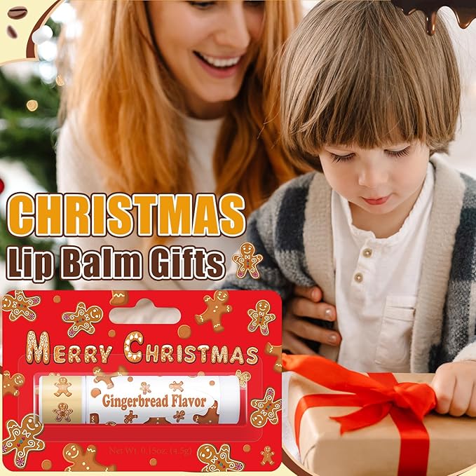 25 Pcs Christmas Lip Balms Stocking Goodie Bags Stuffers Bulk Xmas Gifts Candy Hot Cocoa Cookie Cinnamon Gingebread Biscuits Flavor 5 Style Holiday Treat Small Gifts Party Supplies-FemmiqueWomen