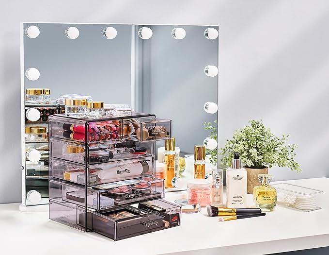 Sorbus Acrylic Makeup Organizer - Organization and Storage Case for Cosmetics Make Up & Jewelry - Big Clear Makeup Organizer for Vanity, Bathroom, College Dorm, Closet, Desk (4 Large, 2 Small Drawers)-FemmiqueWomen