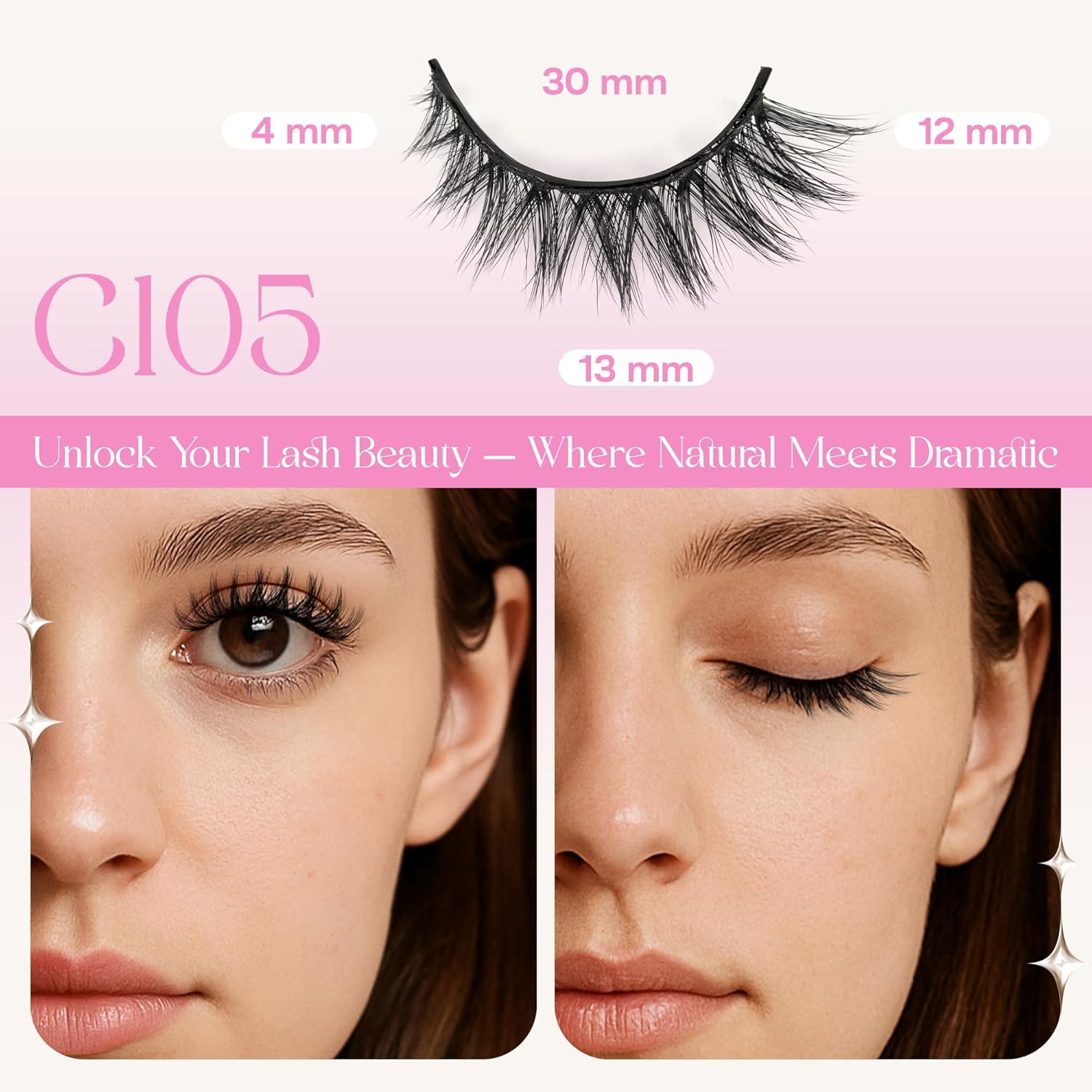 CALAILIS Self Adhesive Eyelashes 5 Pairs Natural Look Press On Lashes No Glue Need Eyelashes Reusable Cat Eye Wispy Self-adhesive False Lashes with Replacement Adhesive Strips (C105)-FemmiqueWomen