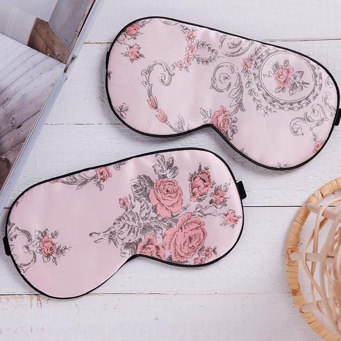 100% Pure Silk Eye Mask Sleep Eye Mask Eye Cover Eyeshade Sleeping Eye Mask Floral Colors (#1)-FemmiqueWomen