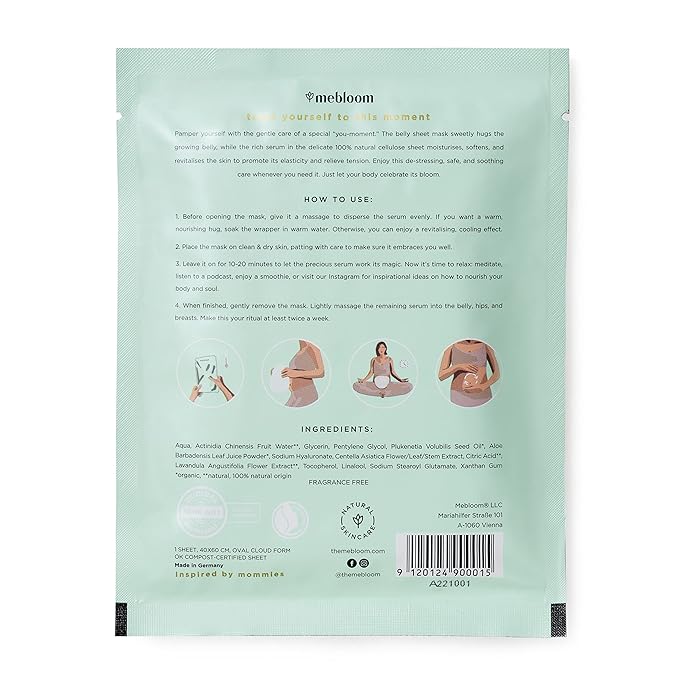 3 x Feuchtigkeitsspendende Bauchtuchmaske - hilft gegen Dehnungsstreifen - wirkungsvolle Mischung aus natürlichen und biologischen Pflanzenstoffen-FemmiqueWomen