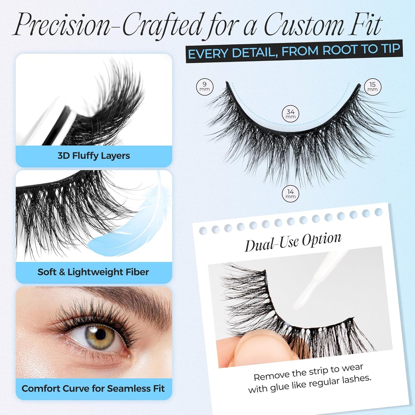 LASHVIEW Self Adhesive Eyelashes 5 Pairs Cat Eye Wispy Self-adhesive False Lashes Reusable Natural Look Press On Lashes No Glue Need Eyelashes with Replacement Adhesive Strips (CV122)-FemmiqueWomen