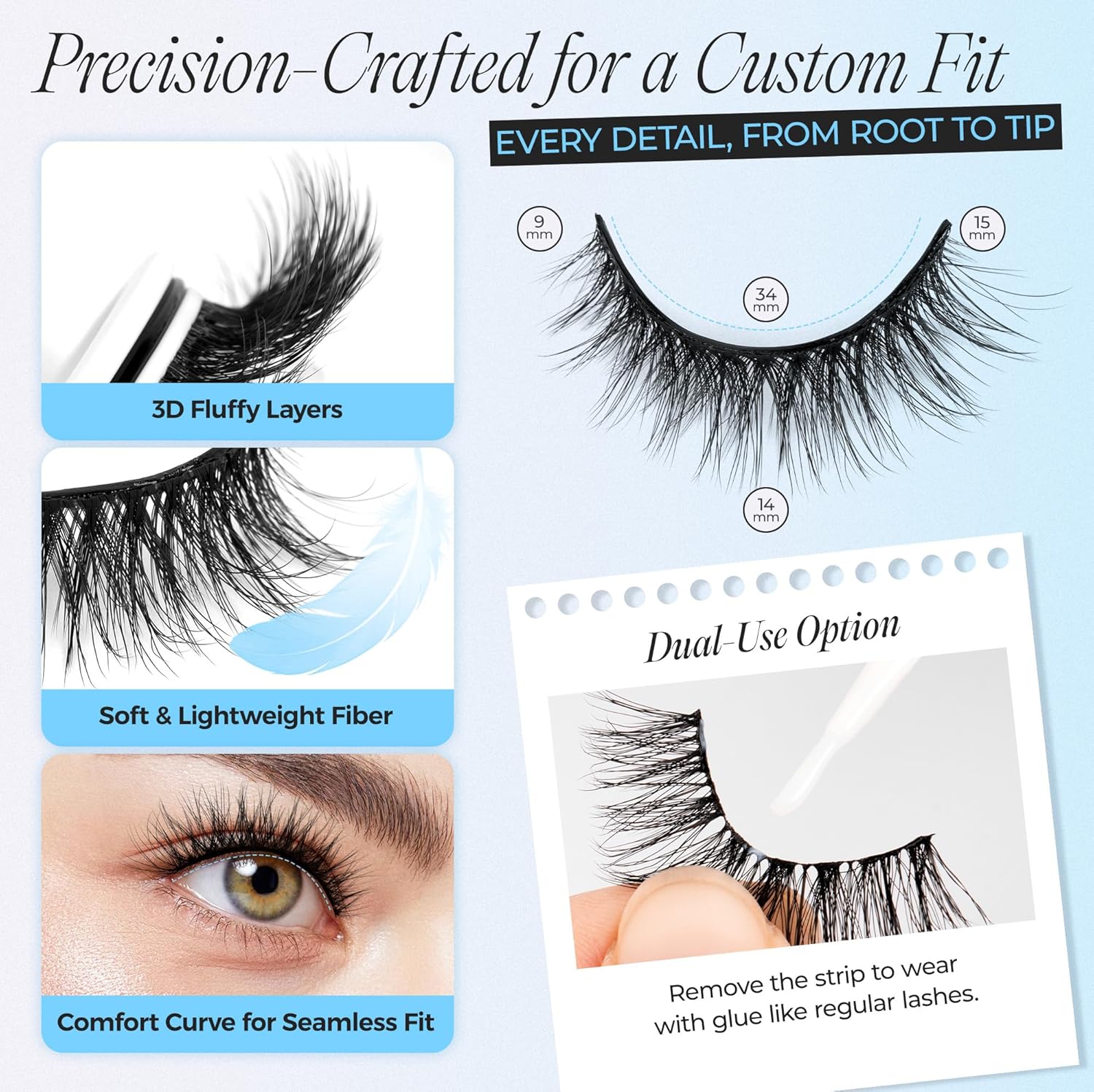 LASHVIEW Self Adhesive Eyelashes 5 Pairs Cat Eye Wispy Self-adhesive False Lashes Reusable Natural Look Press On Lashes No Glue Need Eyelashes with Replacement Adhesive Strips (CV122)-FemmiqueWomen