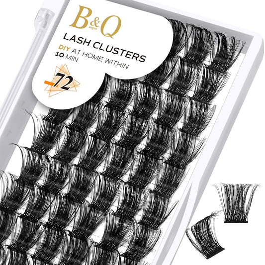 Lash Clusters B07 D Curl 18mm DIY Eyelash Extensions 72 Clusters Lashes C D Curl B&Qaugen LASH Mega Volume Individual Lashes Eyelash Clusters Extensions Individual Lashes Cluster at Home (B07,D-18mm)-FemmiqueWomen