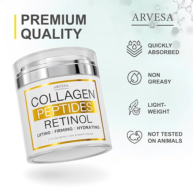 Retinol Cream for Face with Collagen, Peptides - Anti Aging Wrinkle Cream for Women and Men - Day-Night Facial Moisturizer with Hyaluronic Acid - Tightening and Skin Firming - Neck & Décolleté-FemmiqueWomen