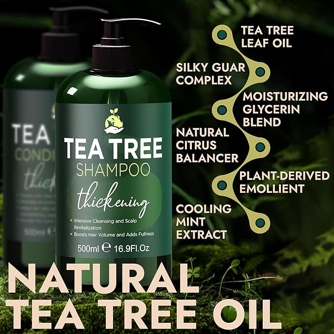 Tea Tree Shampoo & Conditioner Set | Thinning Hair Loss Treatments for Men and Women | Soothes Itchy Scalp & Dandruff | Boosts Hair Growth & Reduces Hair Loss | Sulfate & Paraben Free-FemmiqueWomen