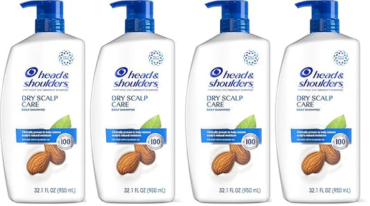 Head and Shoulders Shampoo, Daily-Use Anti-Dandruff Paraben Free Treatment, Dry Scalp Care with Almond Oil, 32.1 fl oz, Twin Pack (Pack of 2)-FemmiqueWomen