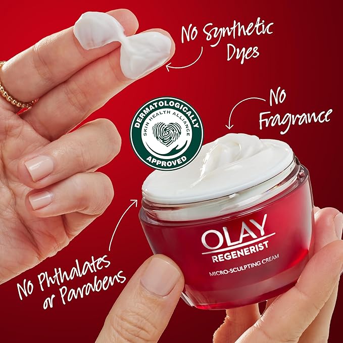 Olay Face Moisturizer, Regenerist Micro-Sculpting Cream for Women, Fragrance-Free - Hydrating, Anti-Aging, Anti-Wrinkle, Firming Skin Care - Hyaluronic Acid, Niacinamide, Amino Peptides, 1.7 Oz-FemmiqueWomen