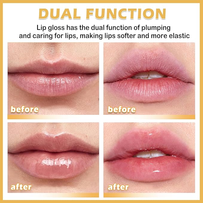 2PCS Lip Plumper Gloss Plumping Lip Gloss Set Natural Moisturizing Lip Plumping Gloss Daily Lip Care Products Lip Plumper Set for Women-FemmiqueWomen