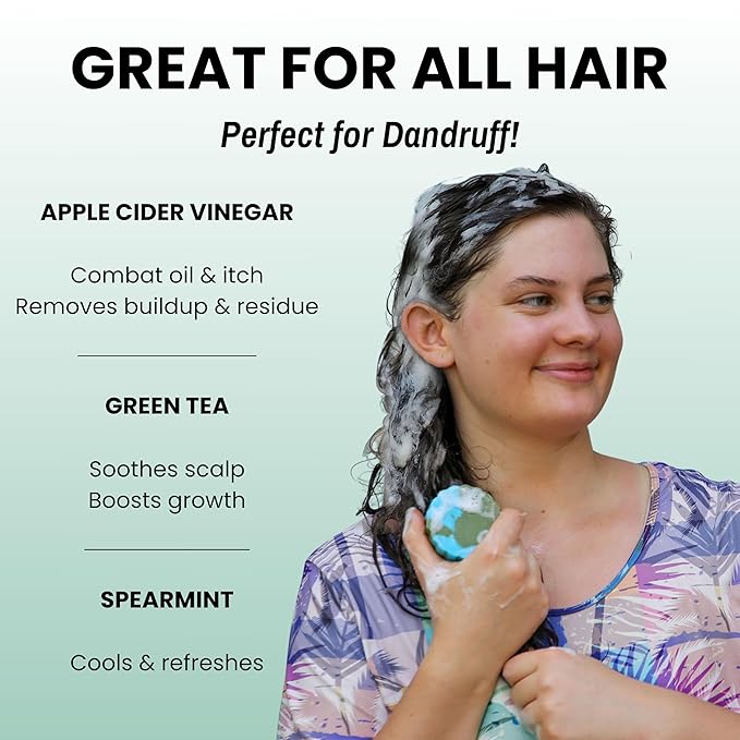 Otter co. Anti Dandruff Tea Tree Shampoo Bar – Nettle, Zinc, Green Tea, Apple Cider Vinegar, Anti Fungal Shampoo – Vegan, Natural, Cruelty & Sulfate Free – All Hair Types & Dry Scalp, USA Made-FemmiqueWomen