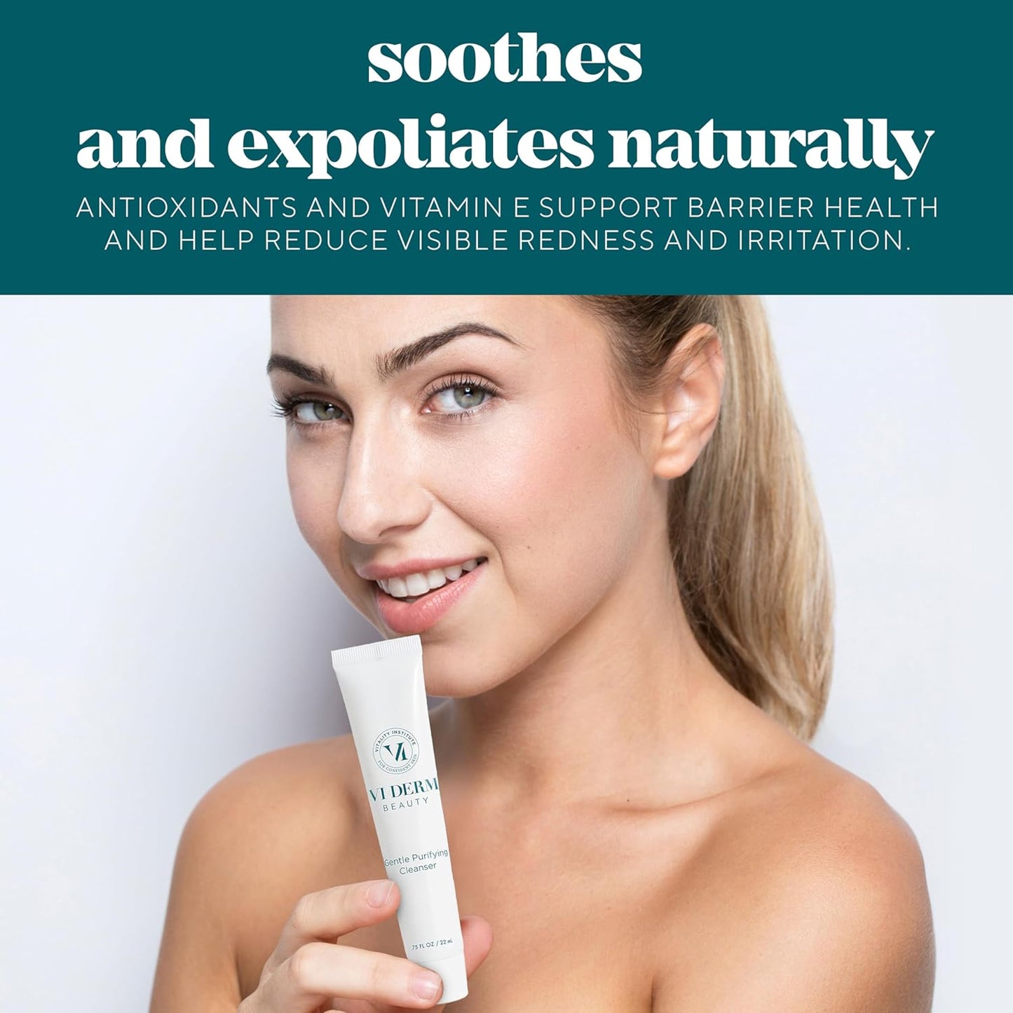 VI Derm Hydrating Gentle Purifying Cleanser – Face Wash with Aloe Vera, Antioxidants, and Willow Bark, Travel Size Mini Facial Cleanser for Makeup Removal and Sensitive Skin – 0.75 Fl Oz / 22 mL-FemmiqueWomen