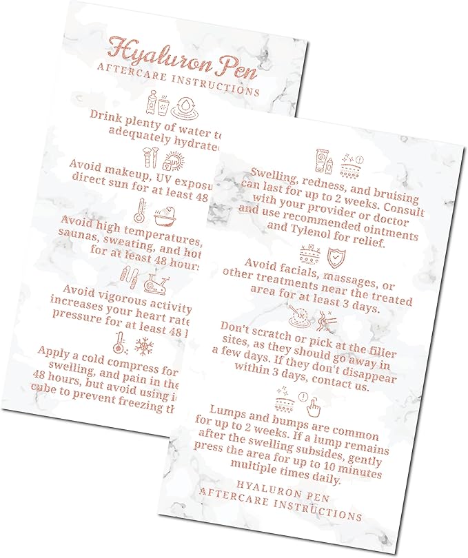 100 Pack - Premium Hyaluron Pen Lip Filler Aftercare Instructions Card 2 x 3.5" Accessories Supplies Kit Care - HP21A100_N-FemmiqueWomen