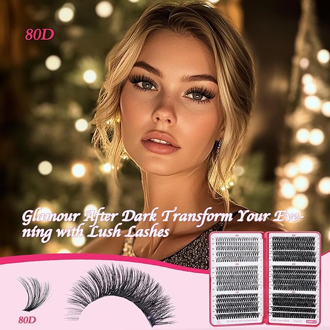 Lash Clusters 600PCS - Eyelash Clusters 20D+30D+40D+50D+60D+80D Wispy Individual Lashes D Curl Lash Extension 10-18MM Natural Lash Clusters DIY Cluster Eyelash Extensions for Beginners-FemmiqueWomen