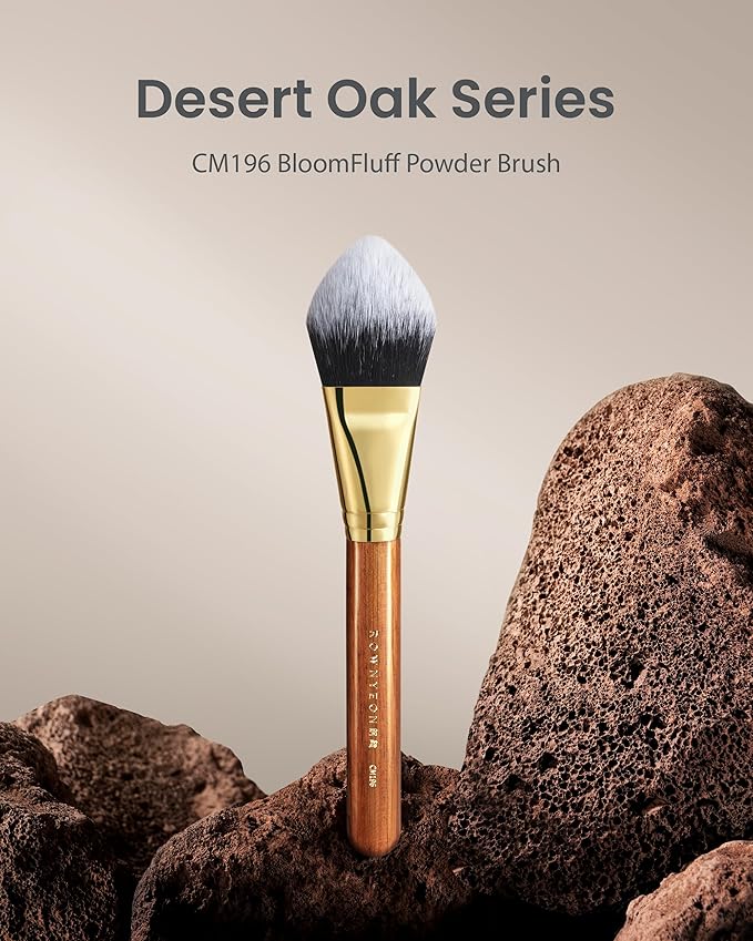 Desert Oak Series BloomFluff Powder Brush - 45mm Giant Heart-Shaped Face Brush for Setting Powder & Bronzer, Luxury Bubinga Handle (CM 196)-FemmiqueWomen