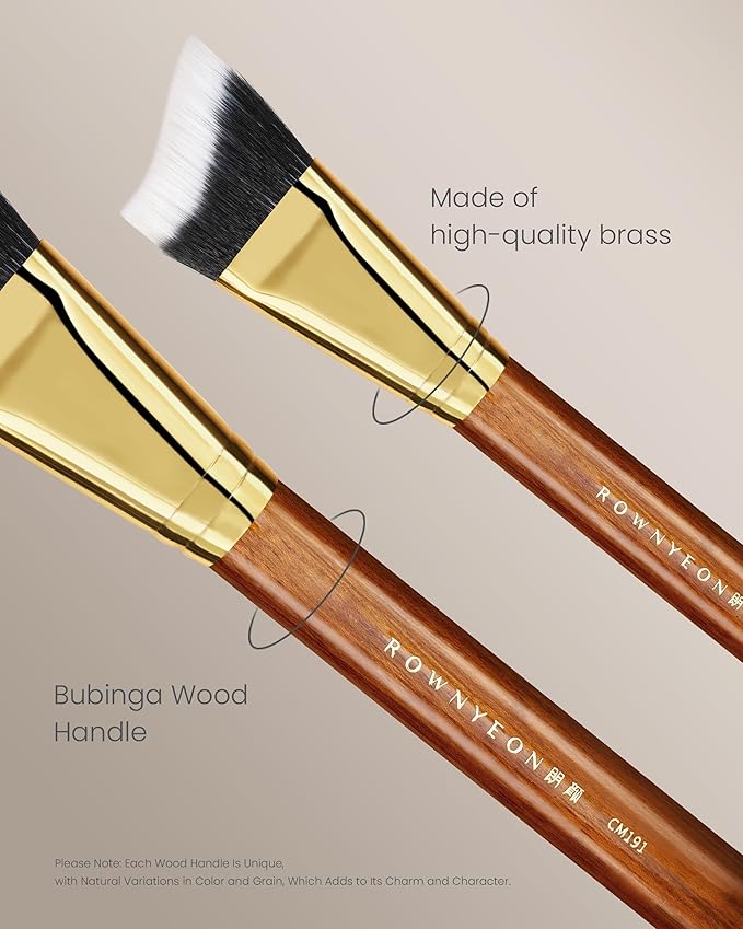 Desert Oak Series Terraced Contour Brush - 27mm Dual-Height Design with 5mm Flat Edge & 22mm Slope for Precision Sculpting, Bubinga & Brass (CM 191)-FemmiqueWomen