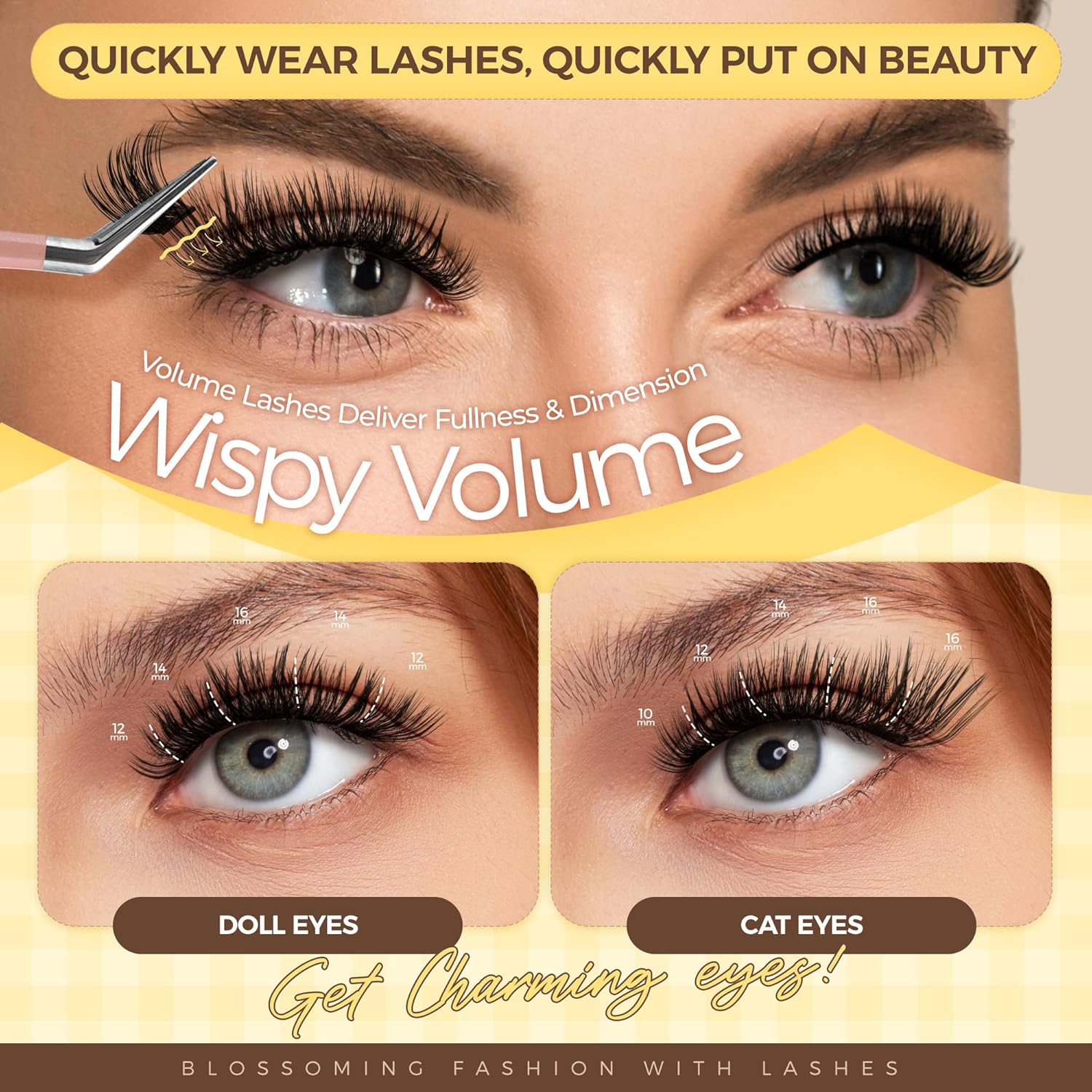 PopUp Self Adhesive Eyelashes Clusters, Press On Lashes Pre Glued Eyelash Extension Kit with Lash Tweezer,10-16mm No Glue No Remover Needed Self Adhesive Lashes Clusters NM03-FemmiqueWomen