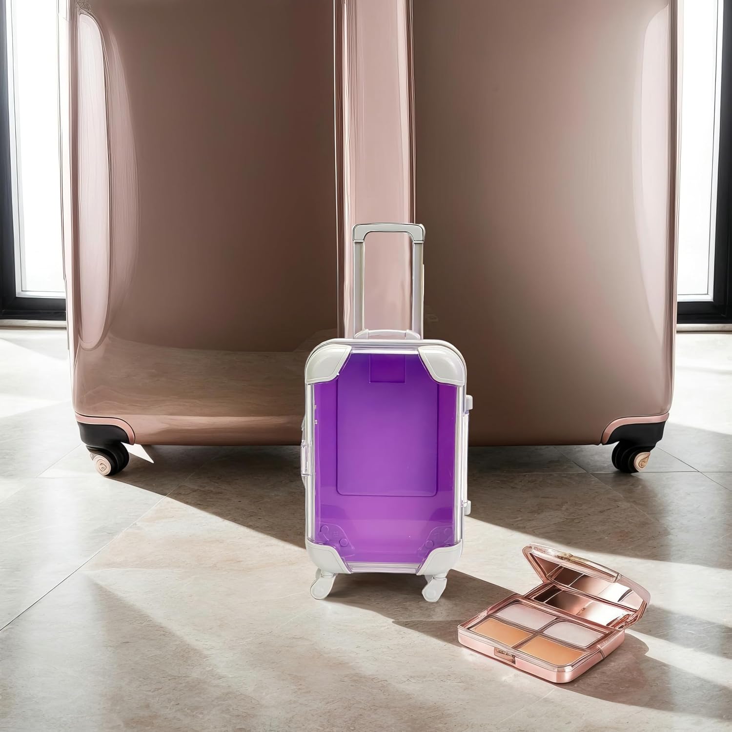 False Eyelash Storage Box, Portable Travel Organizer Mini Luggage False Eyelash Tray Makeup Tool (PURPLE)-FemmiqueWomen