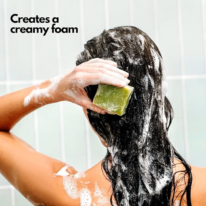 SoapFactory Organic Solid Shampoo Bar for thinning Hair, Hair Soap with Aloe Vera for Men and Women, 100% Natural, Vegan, Handmade, Plastic Free, 3 ounce (Pack of 3)-FemmiqueWomen