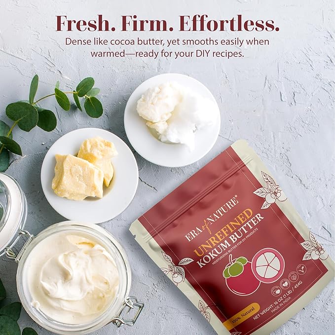 era of nature Kokum Butter Raw - 16 oz (1lb) - Natural Butter for Body Butters, Lotion Bars, Lip Balm, Soap Making – Blends Well with Shea or Cocoa Butter – For Stretch Marks, Scars, Pregnancy Care-FemmiqueWomen