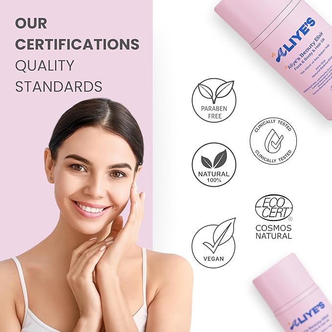 ALIYE'S A Beauty Elixir - All In One - Face & Body & Hair Oil Ecocert/Cosmos Natural Certified, Vegan, Non-GMO, Alcohol - Silicone Paraben Free, Derma-FemmiqueWomen