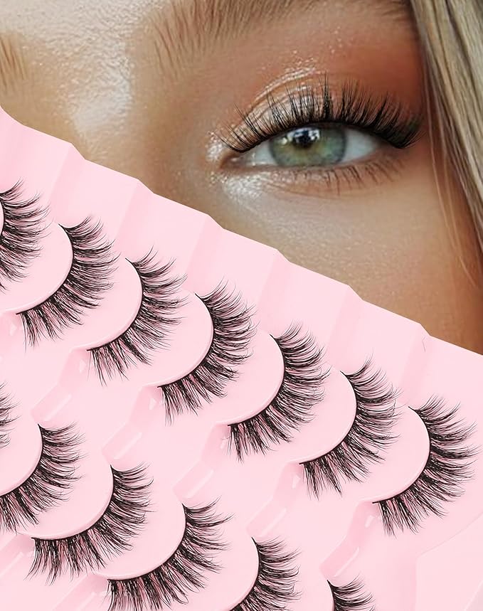 Lashes Natural Look Wispy Spiky Eyelashes Everyday False Lash Soft Strip Eyelashes Fluffy 7 Pairs D78-FemmiqueWomen